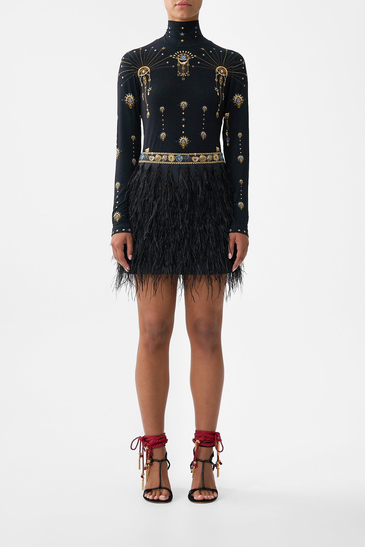 The CAMILLA FEATHER MINI SKIRT AMULETS AND ALCHEMYAMULETS AND ALCHEMY