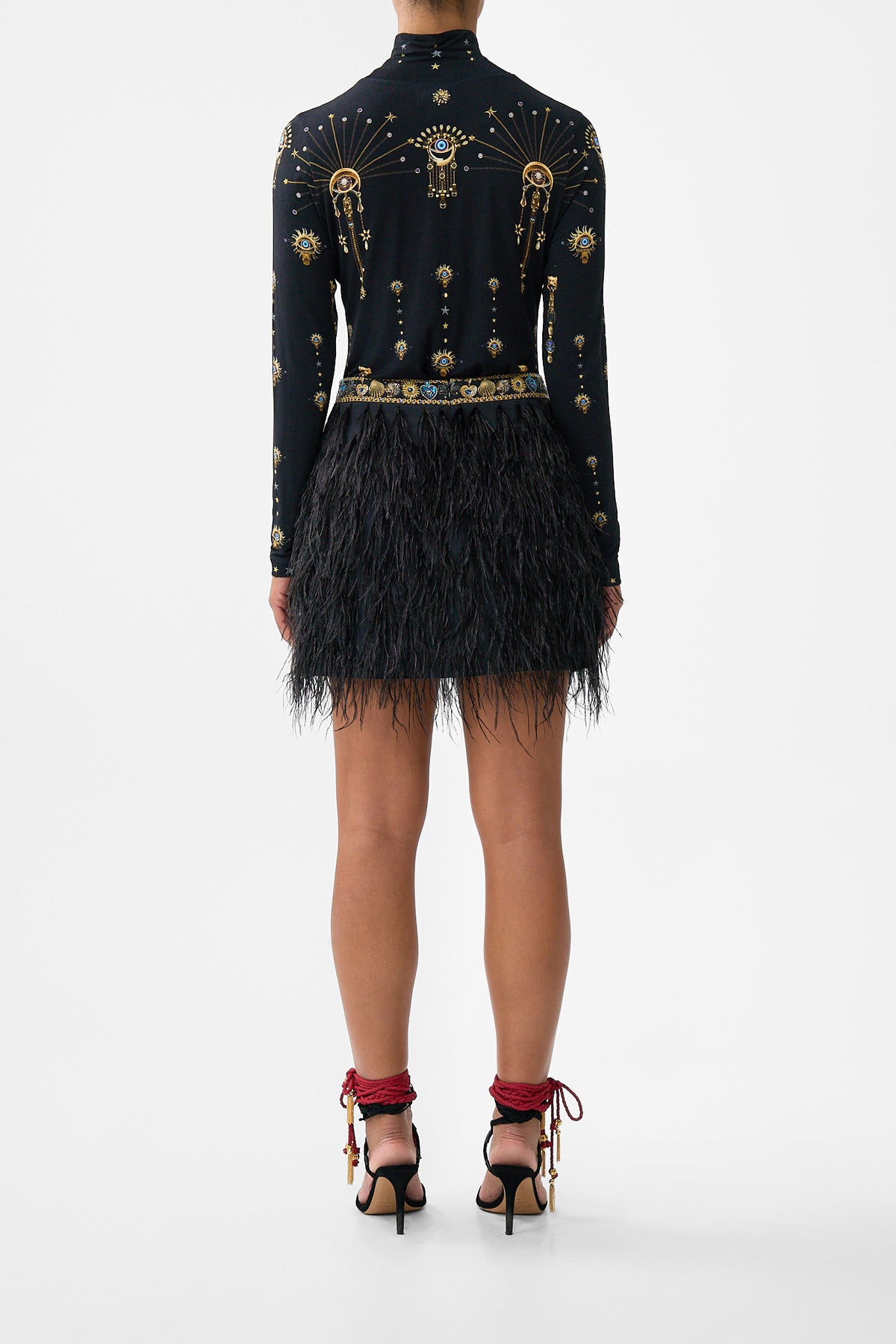 The CAMILLA FEATHER MINI SKIRT AMULETS AND ALCHEMY