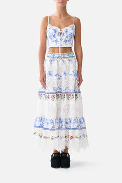 HIGH WAISTED TIERED MIDI SKIRT ALL ABOUT THAT LACE