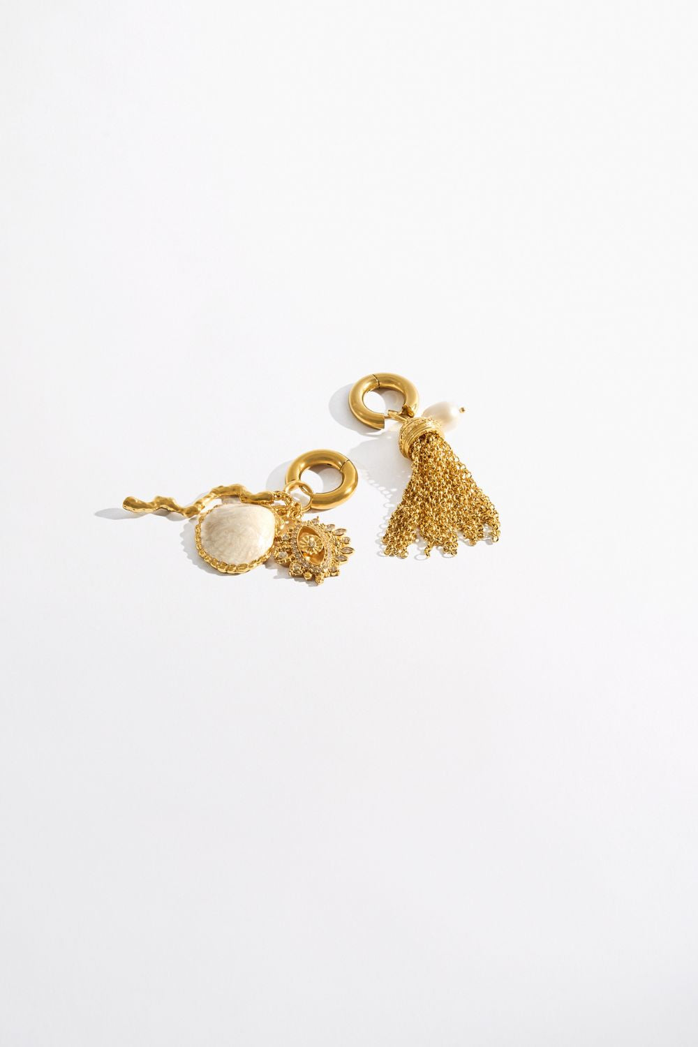 The CAMILLA ENCHANTED OCEANIA ASYMMETRICAL DROP EARRINGS GOLDGOLD