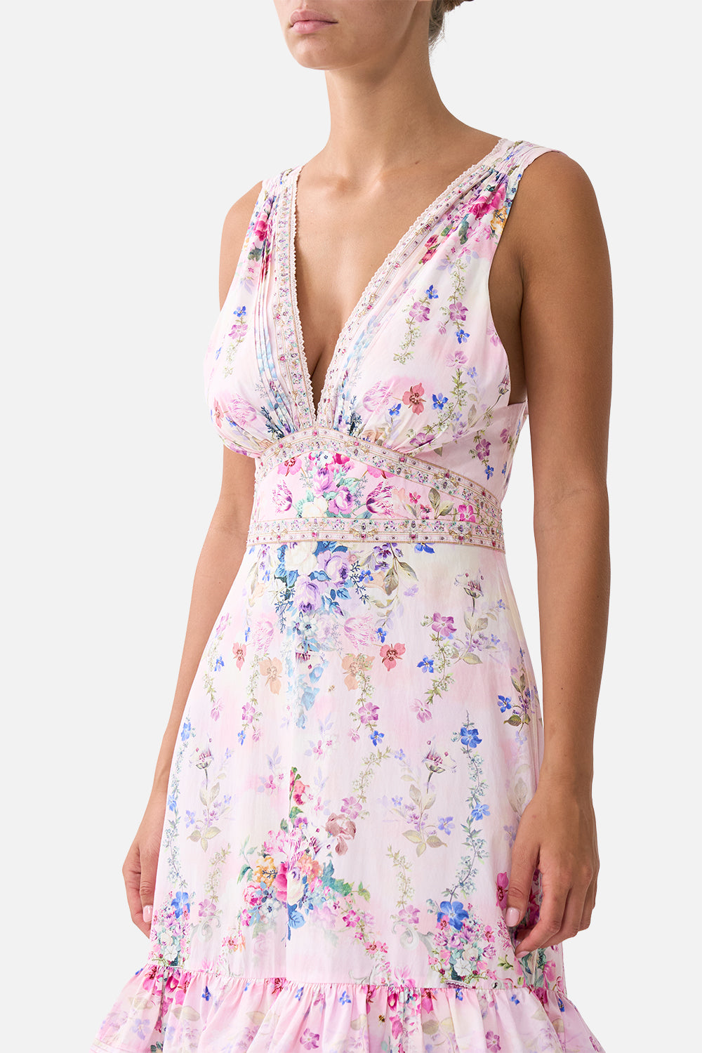 The CAMILLA TWO TIERED GATHERED RUFFLE DRESS PALATIAL PASTELS