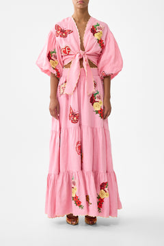 LONG HIGH WAISTED TIERED SKIRT COLLAGE KINGDOM