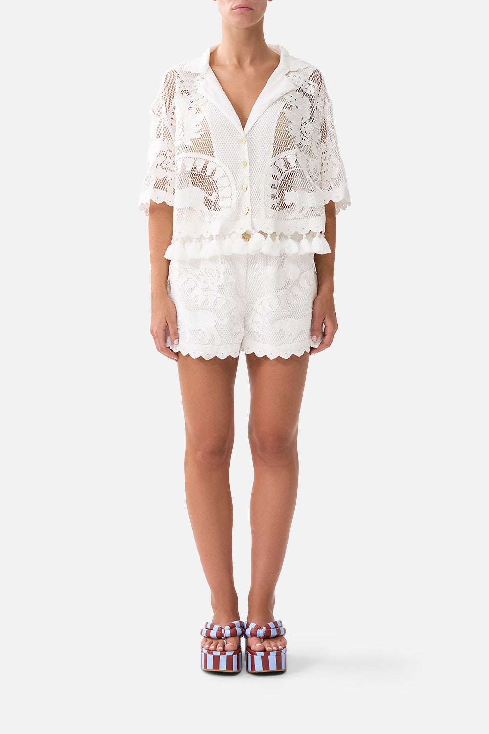 The CAMILLA CROPPED COLLAR BLOUSE WITH BUTTON FRONT KAPADOKYA KITSCHKAPADOKYA KITSCH