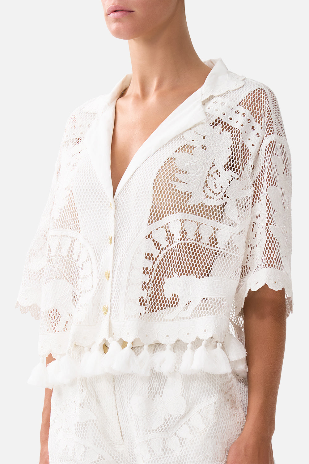 The CAMILLA CROPPED COLLAR BLOUSE WITH BUTTON FRONT KAPADOKYA KITSCH