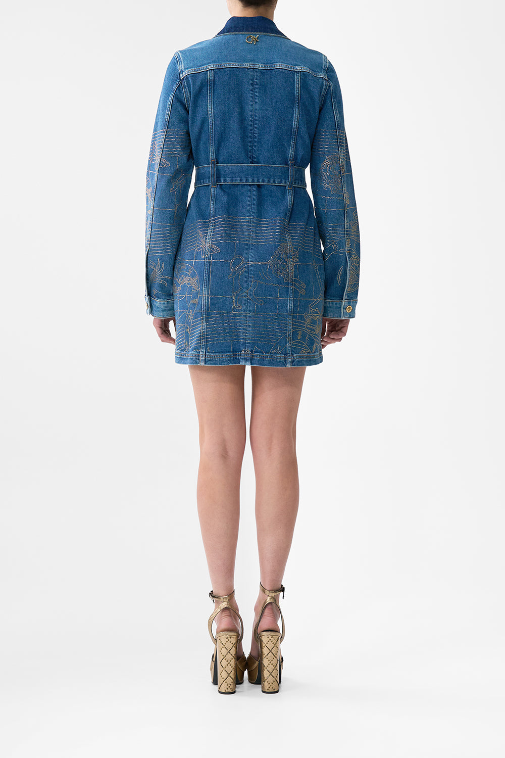 JENNA ZODIAC ZONE BELTED MINI DRESS DENIM