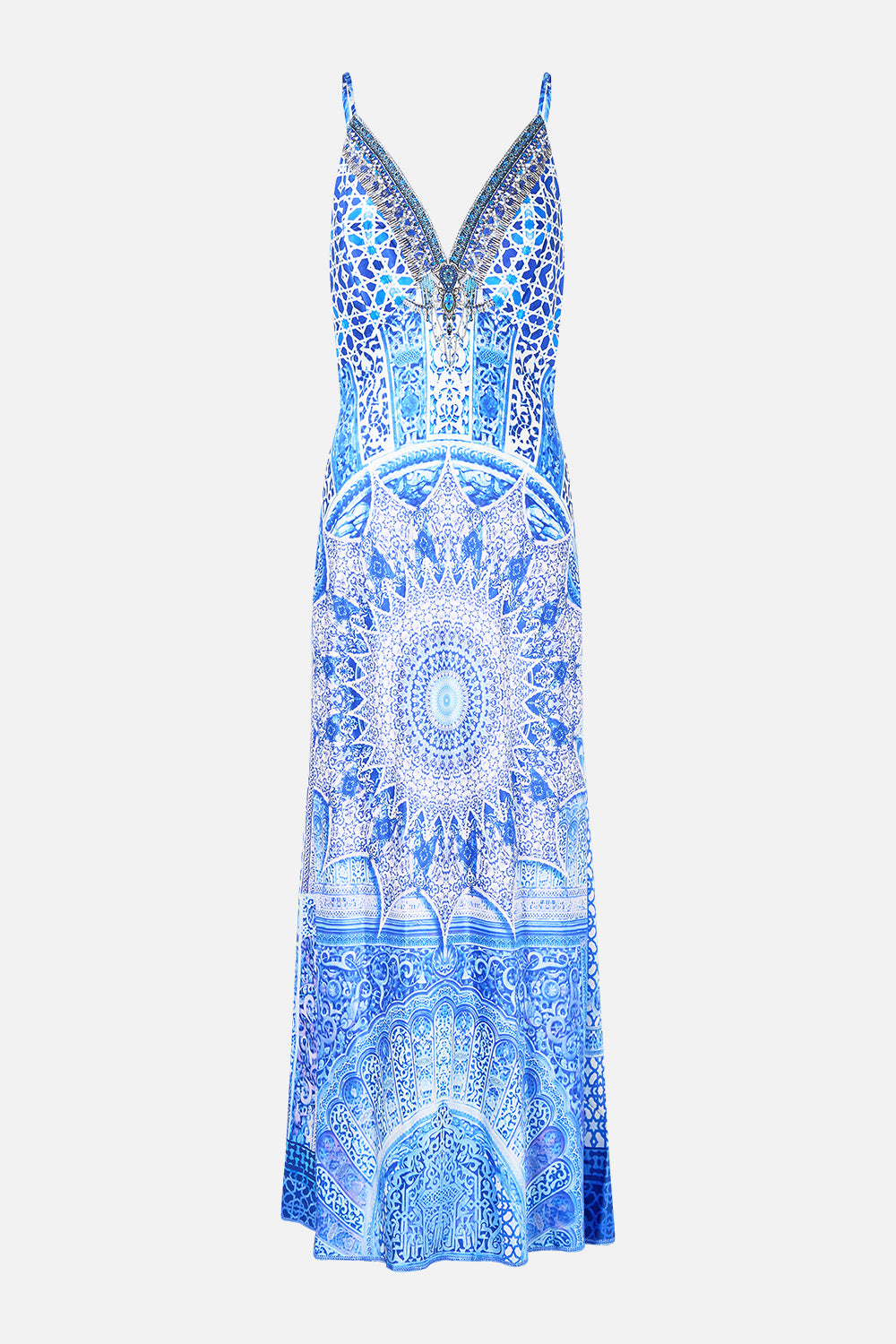 The CAMILLA V-NECK LONG BIAS SLIP DRESS WITH TRAIN THE BOSPHOROUS