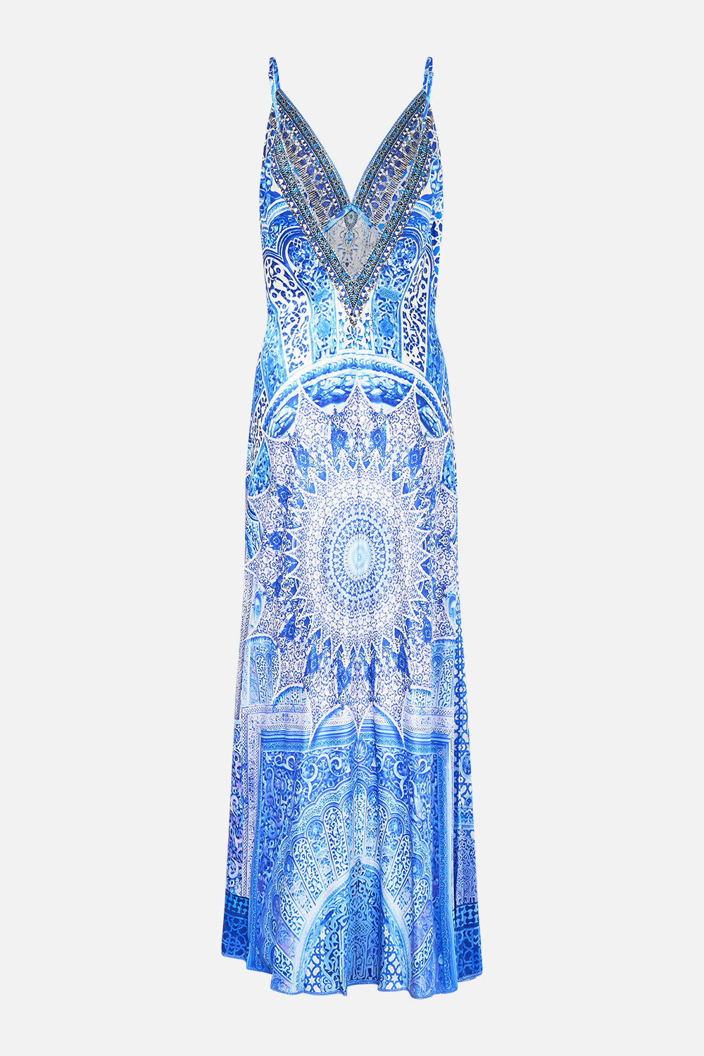 The CAMILLA V-NECK LONG BIAS SLIP DRESS WITH TRAIN THE BOSPHOROUS