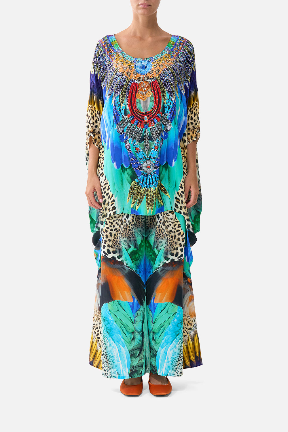 SCOOP BACK HEM DRESS JUNGLE FLIGHT