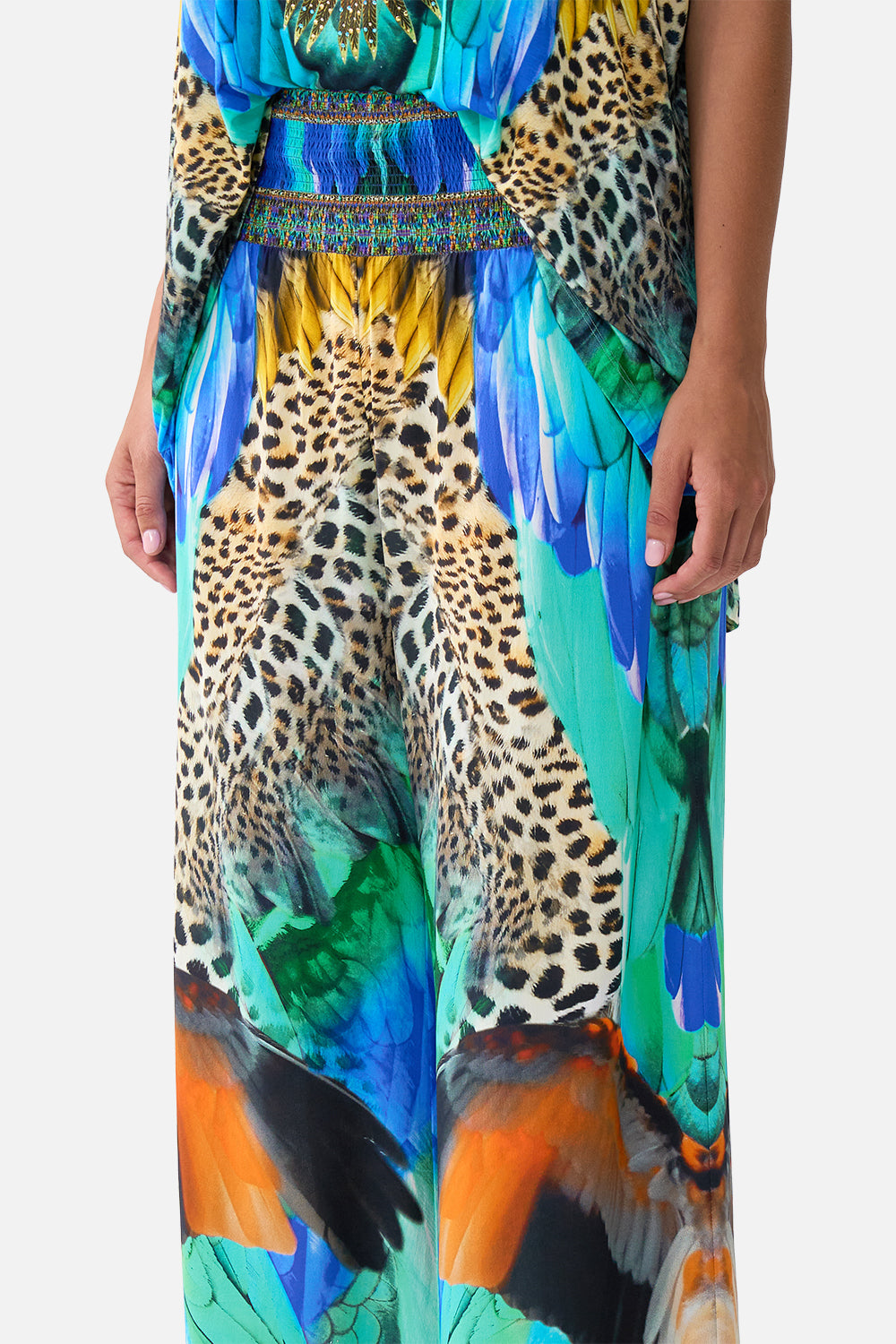 The CAMILLA SHIRRED WAIST PANT JUNGLE FLIGHT