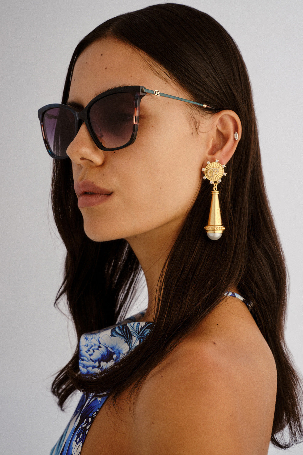 The CAMILLA DEEP SEA DIVE SUNGLASSES TEAL MARBLE