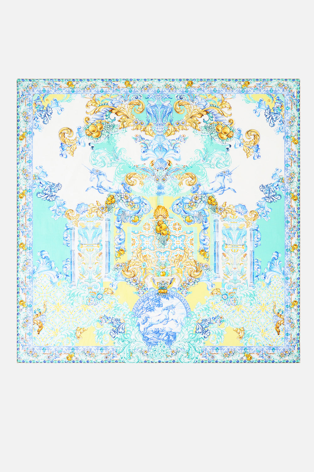 The CAMILLA LARGE CRYSTALLED SILK SQUARE SCARF DIAL UP THE TILES