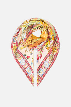 LARGE CRYSTALLED SILK SQUARE SCARF VA VA VINTAGE