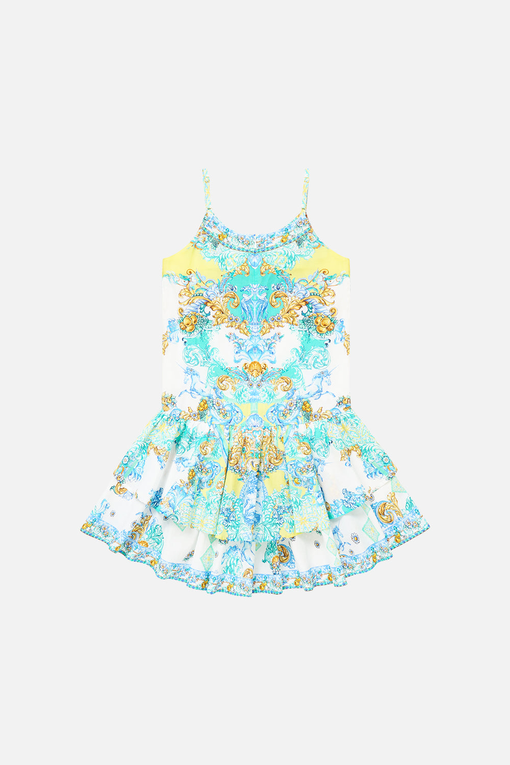 The CAMILLA KIDS LAYERED HIGH LOW DRESS W DROP WAIST DIAL UP THE TILES