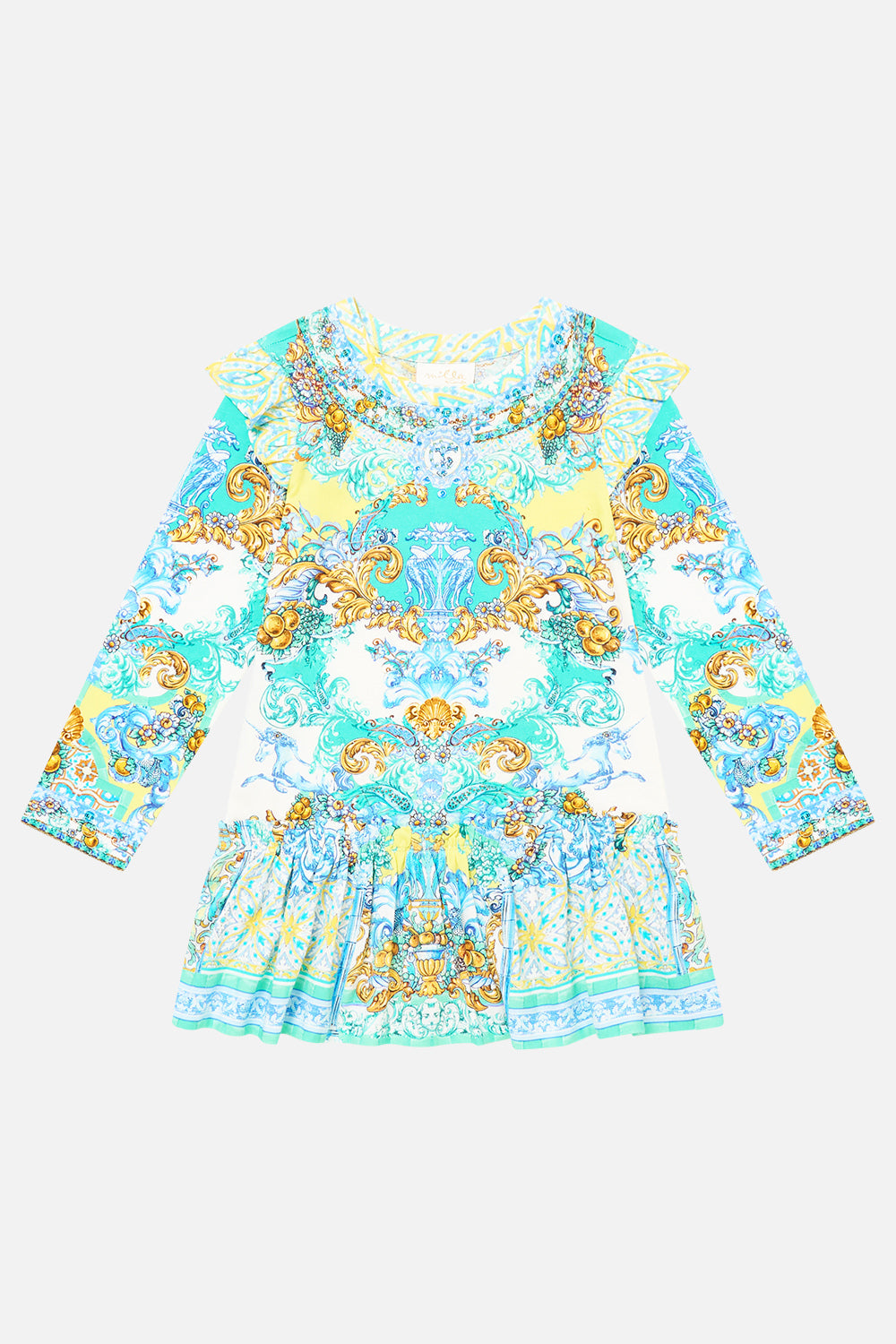 The CAMILLA KIDS LONG SLEEVE TEE MINI DRESS W FRILL HEM DIAL UP THE TILESDIAL UP THE TILES