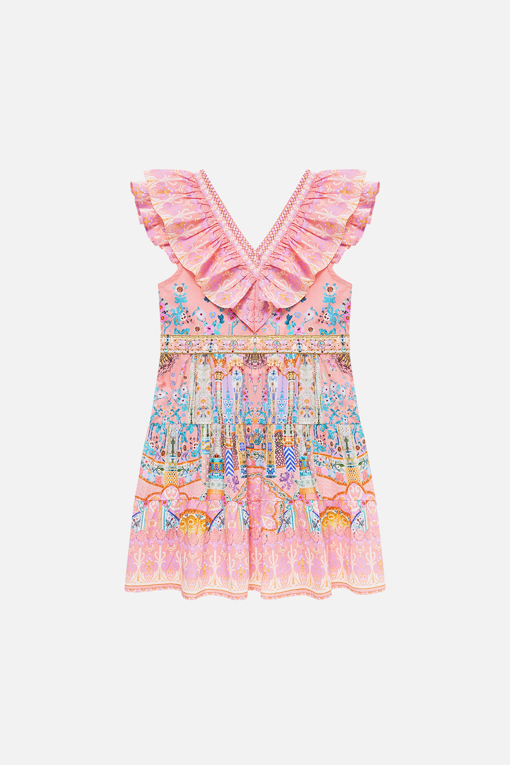 KIDS TIERED MINI DRESS W FRILL NECK HOWDY GAUDI