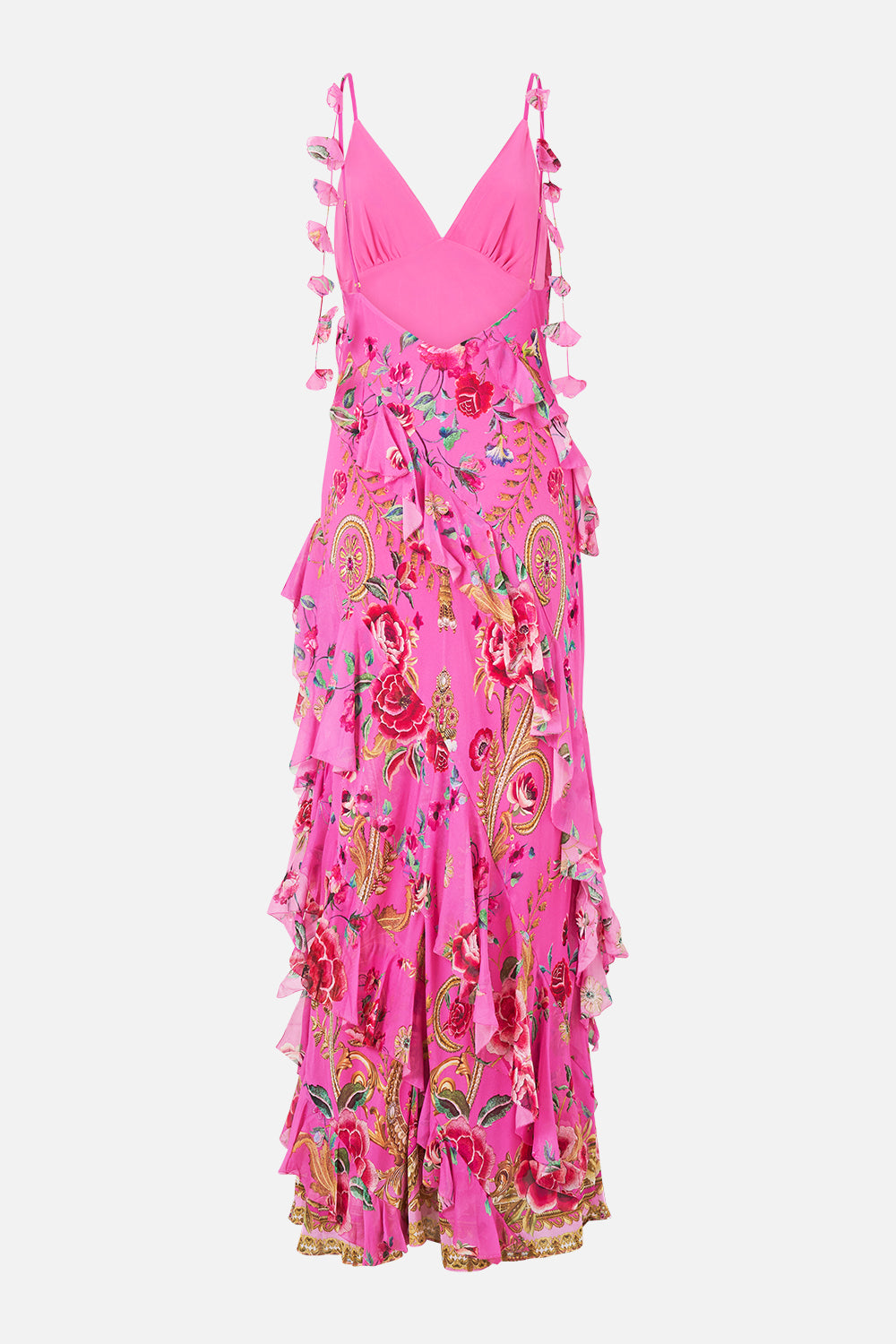 ASYMMETRICAL RUFFLE SLIP DRESS MATADORA FLORA