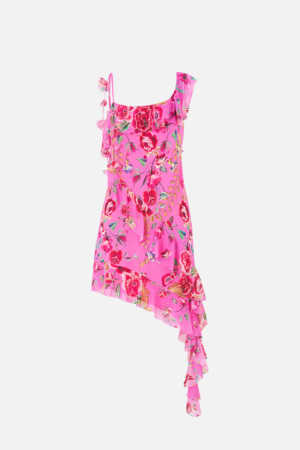 ASYMMETRIC HEM RUFFLE DRESS MATADORA FLORA