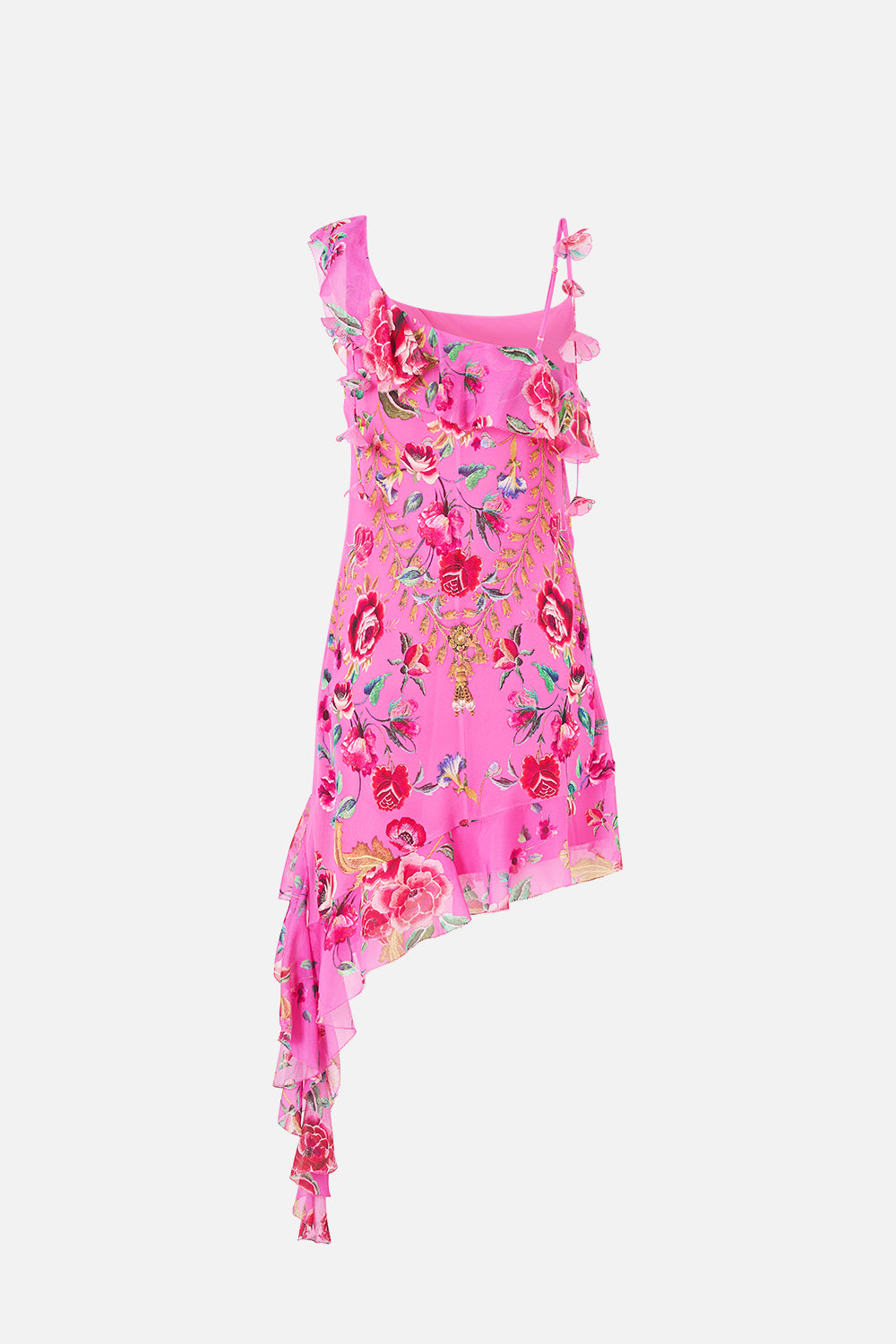 ASYMMETRIC HEM RUFFLE DRESS MATADORA FLORA