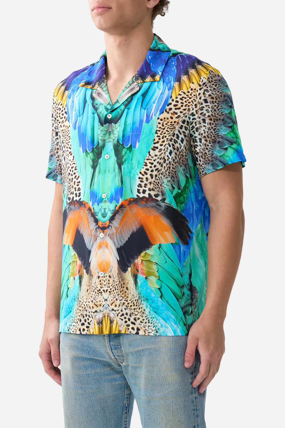 The CAMILLA SHORT SLEEVE CAMP COLLARED SHIRT JUNGLE FLIGHT