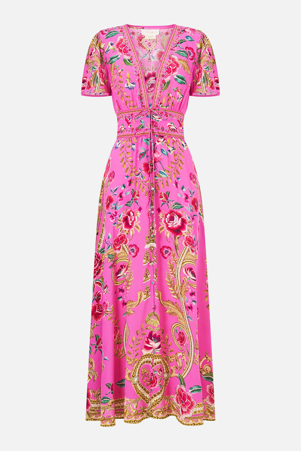 V-NECK TIE FRONT MIDI DRESS MATADORA FLORA