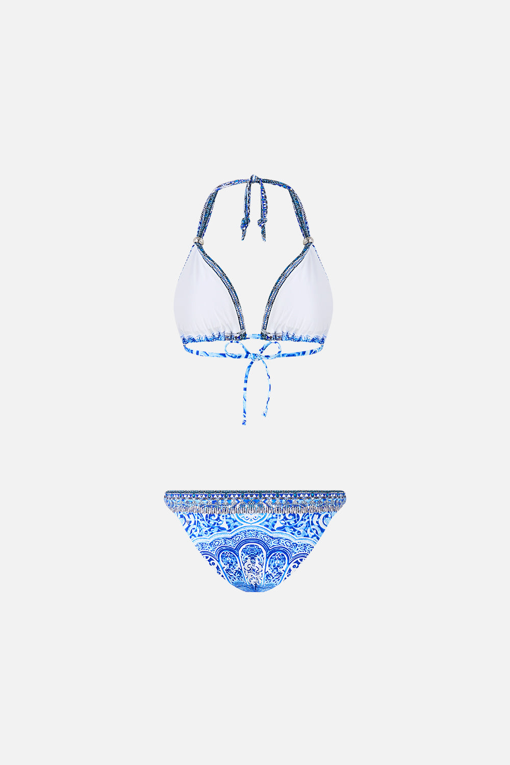BALL TRIM TRIANGLE BIKINI SET WITH THICK NECK TIE THE BOSPHOROUS