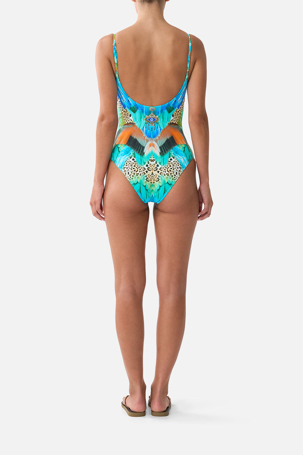 The CAMILLA SCOOP NECK ONE PIECE WITH SCOOP BACK JUNGLE FLIGHT
