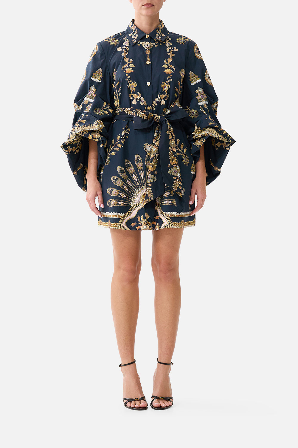 The CAMILLA VOLUME SLEEVE SHIRT DRESS WITH TIE TAURUS RISINGTAURUS RISING