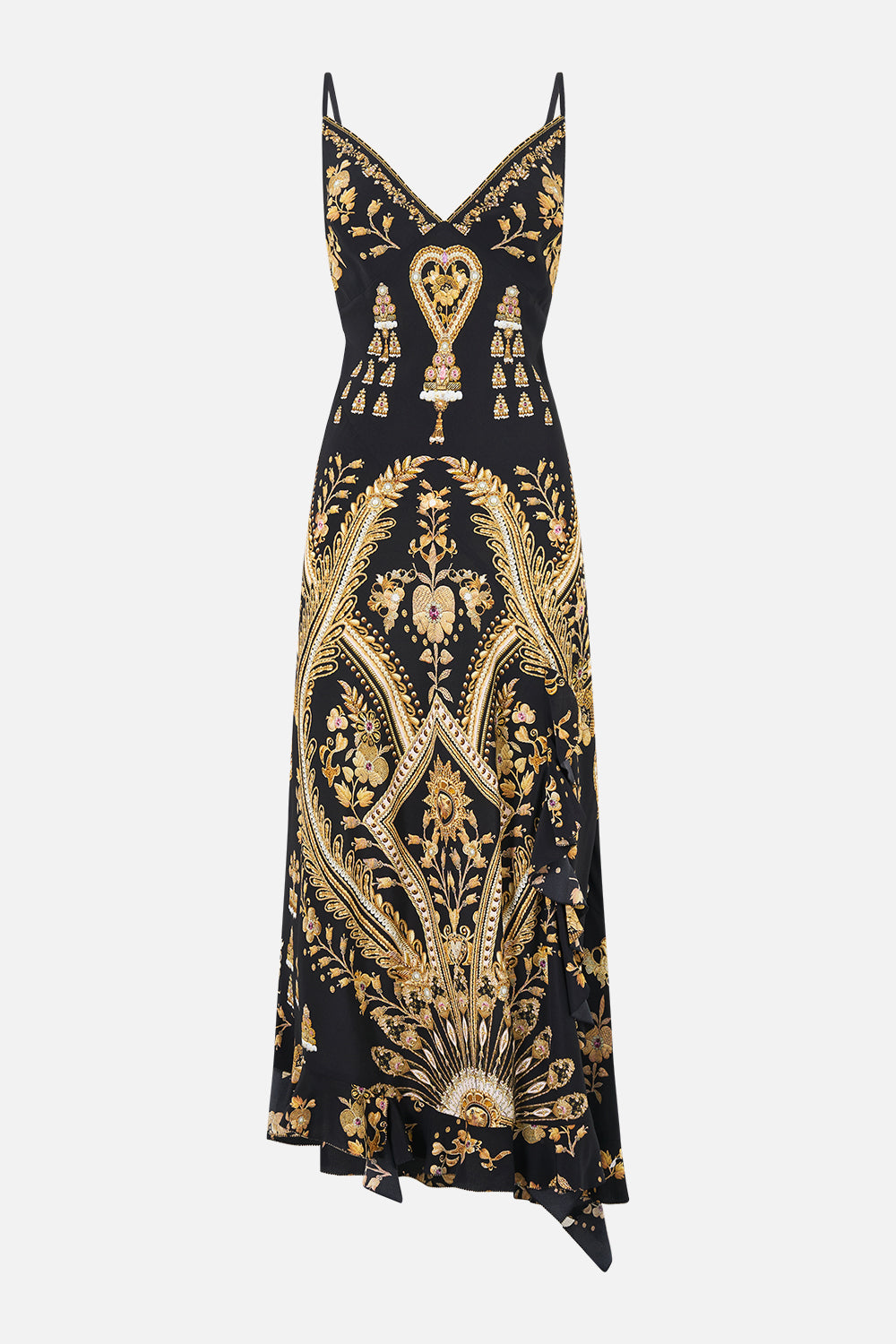 The CAMILLA BIAS SLIP DRESS WITH FRILL HEM TAURUS RISING