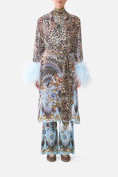 SPLIT CUFF SOFT COAT WITH FEATHERS FIESTA, SIESTA, REPEAT