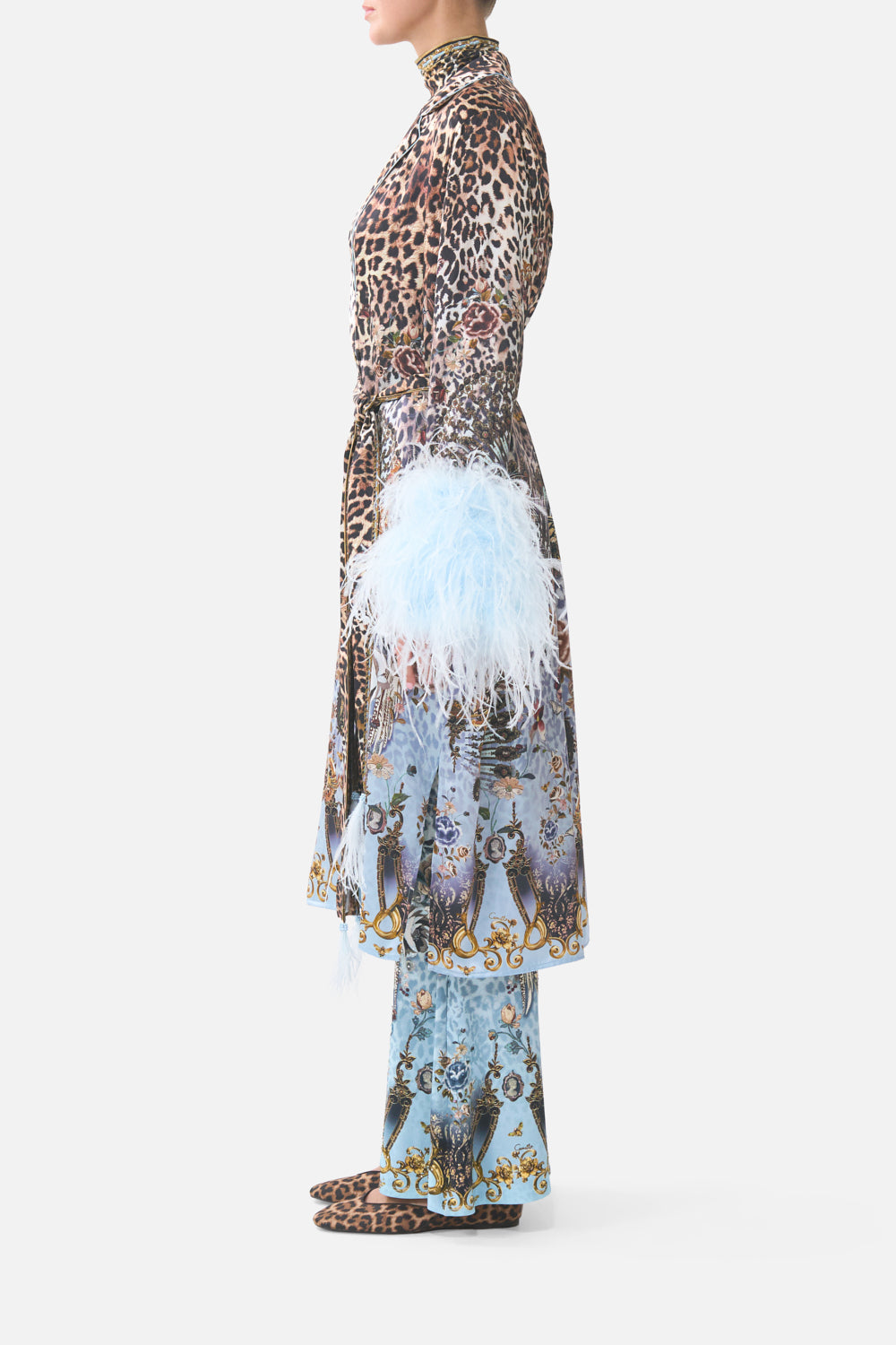 SPLIT CUFF SOFT COAT WITH FEATHERS FIESTA, SIESTA, REPEAT