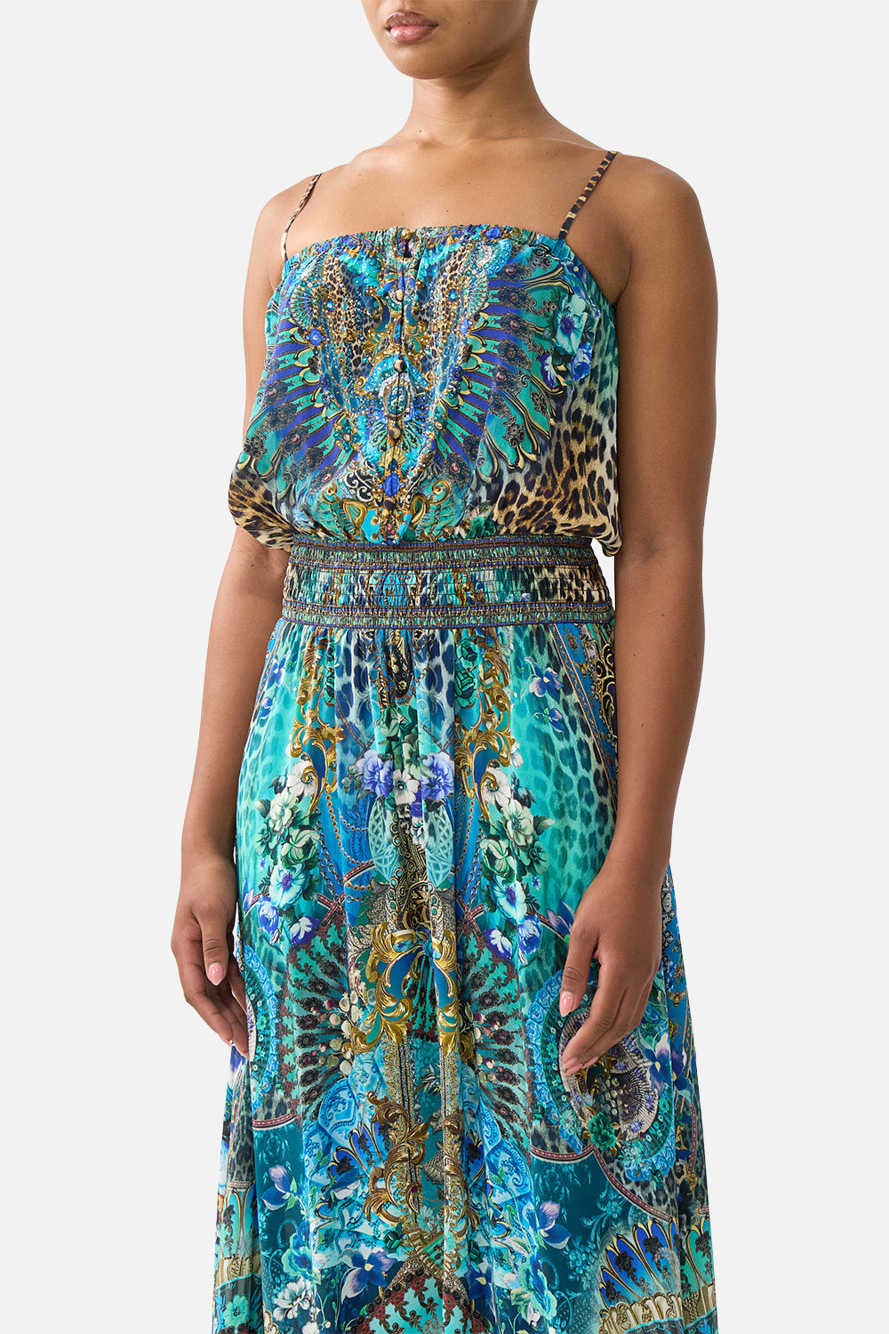 SHIRRED WAIST LONG DRESS FLAMENCO EUPHORIA