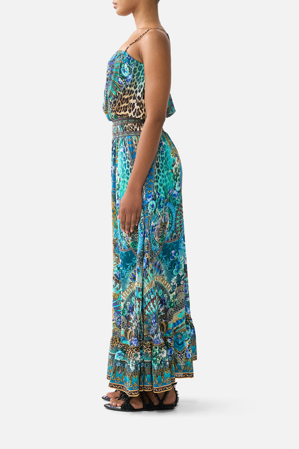 SHIRRED WAIST LONG DRESS FLAMENCO EUPHORIA