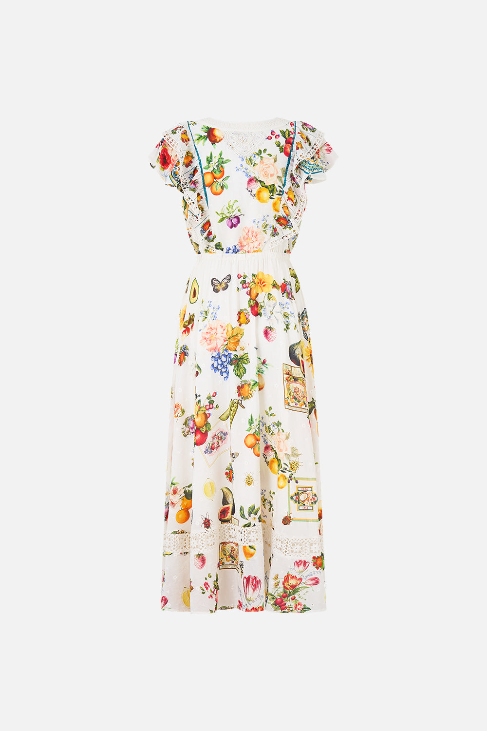 The CAMILLA FLUTTER SLEEVE MIDI DRESS WITH FRILL DETAIL MAGIC OF THE MERCADO