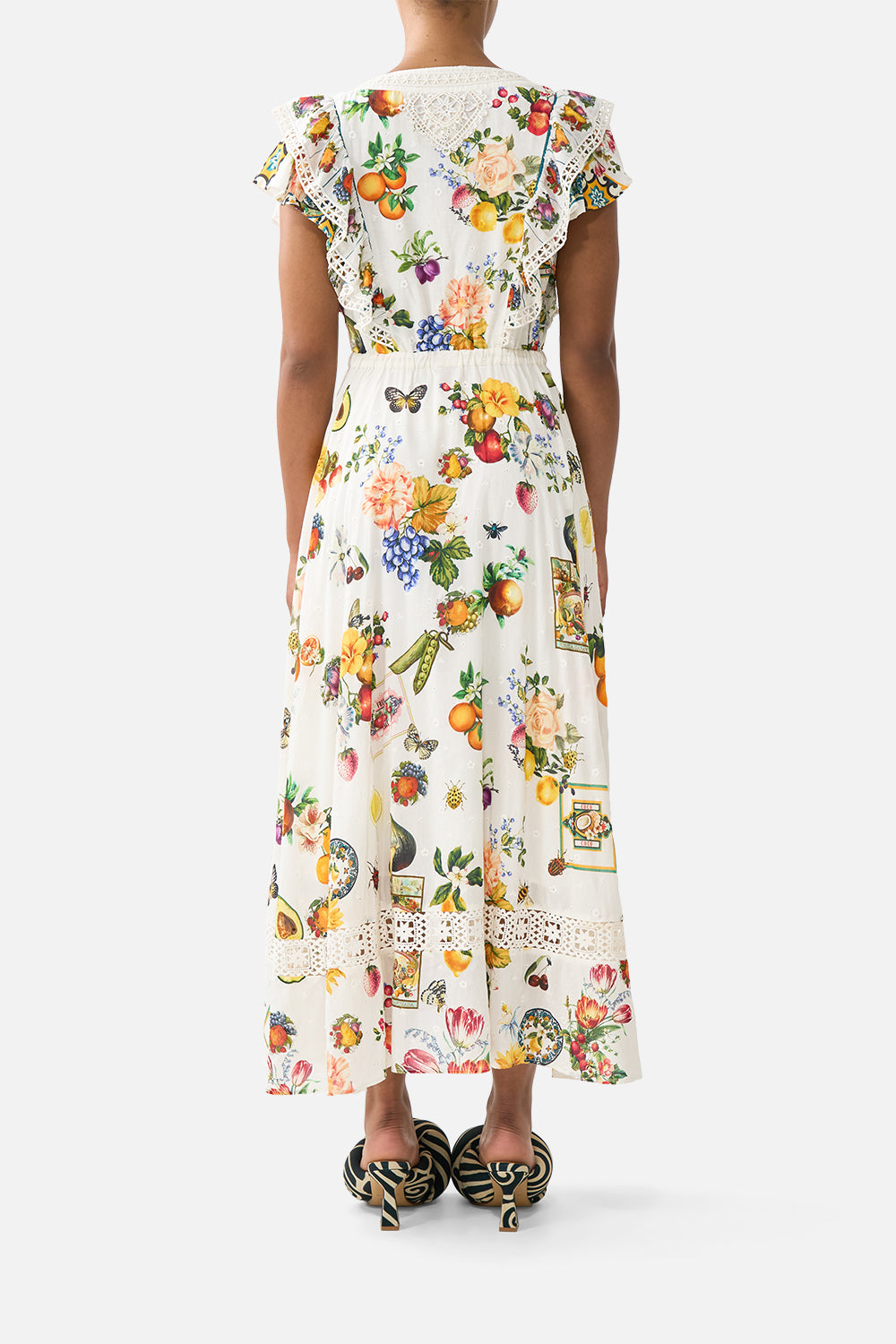 The CAMILLA FLUTTER SLEEVE MIDI DRESS WITH FRILL DETAIL MAGIC OF THE MERCADO