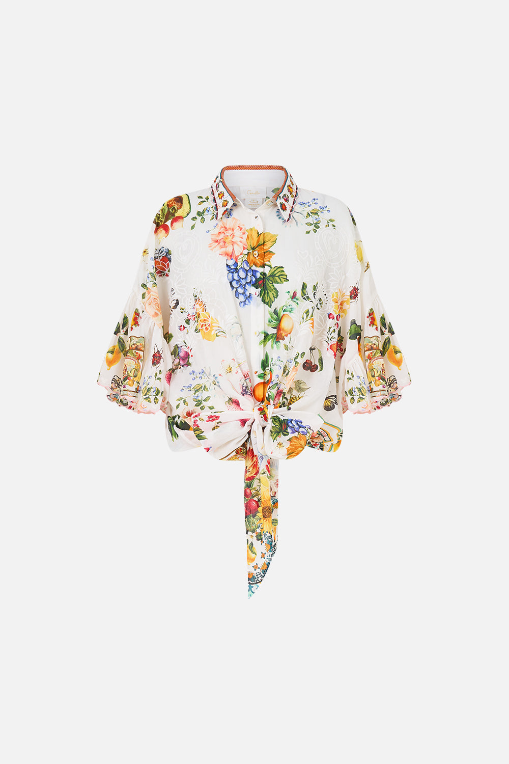 The CAMILLA TIE FRONT SHIRT WITH SLEEVE FRILL MAGIC OF THE MERCADO