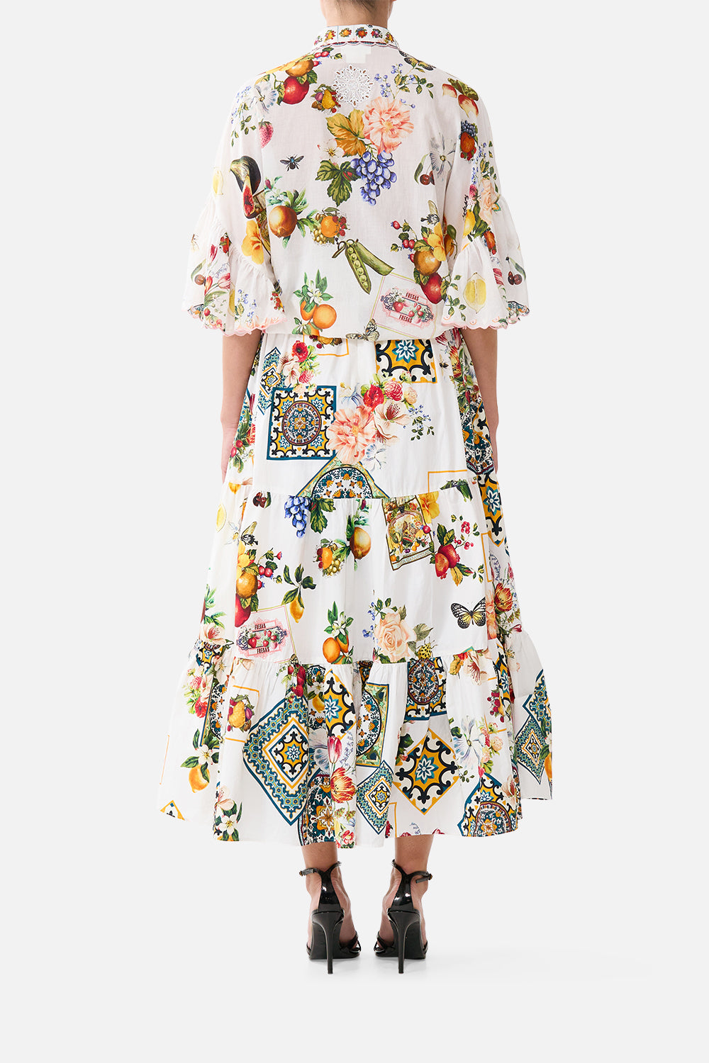 The CAMILLA TIE FRONT SHIRT WITH SLEEVE FRILL MAGIC OF THE MERCADO