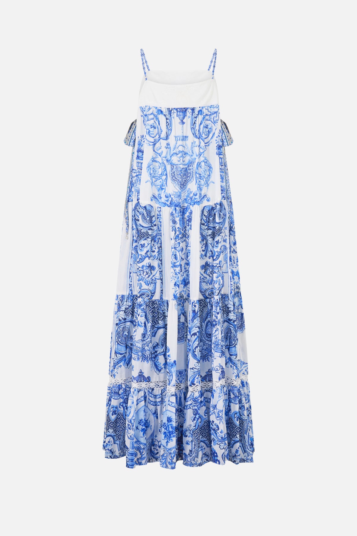 LONG TIERED DRESS WITH BOW TIES CERAMIC PANORAMIC