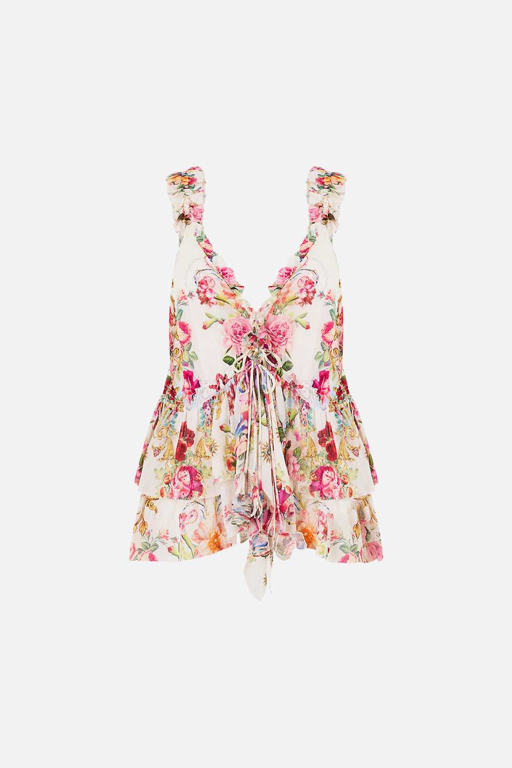 RUFFLE TOP WITH TIE FRONT DETAIL TORERO LIBERTINE
