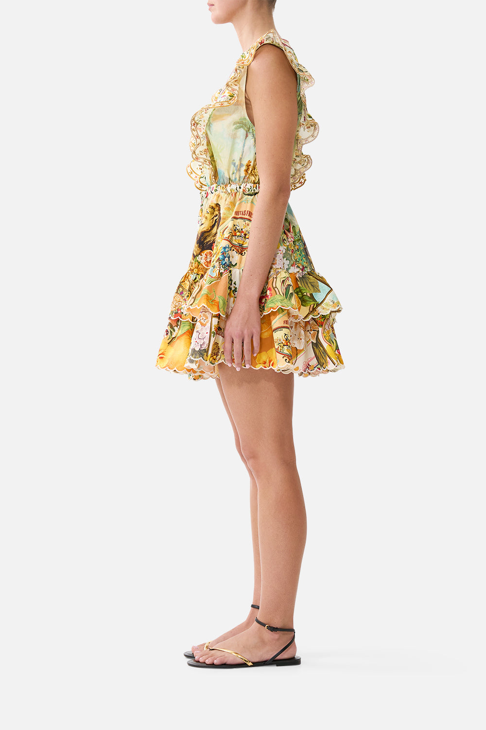 FRILL SLEEVE TIERED SHORT DRESS VA VA VINTAGE