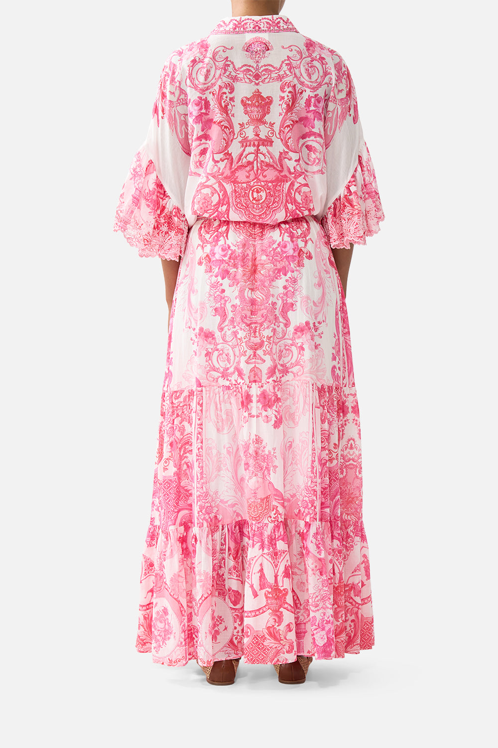 TIE FRONT SHIRT WITH SLEEVE FRILL LIVIN LA VIDA ROSA