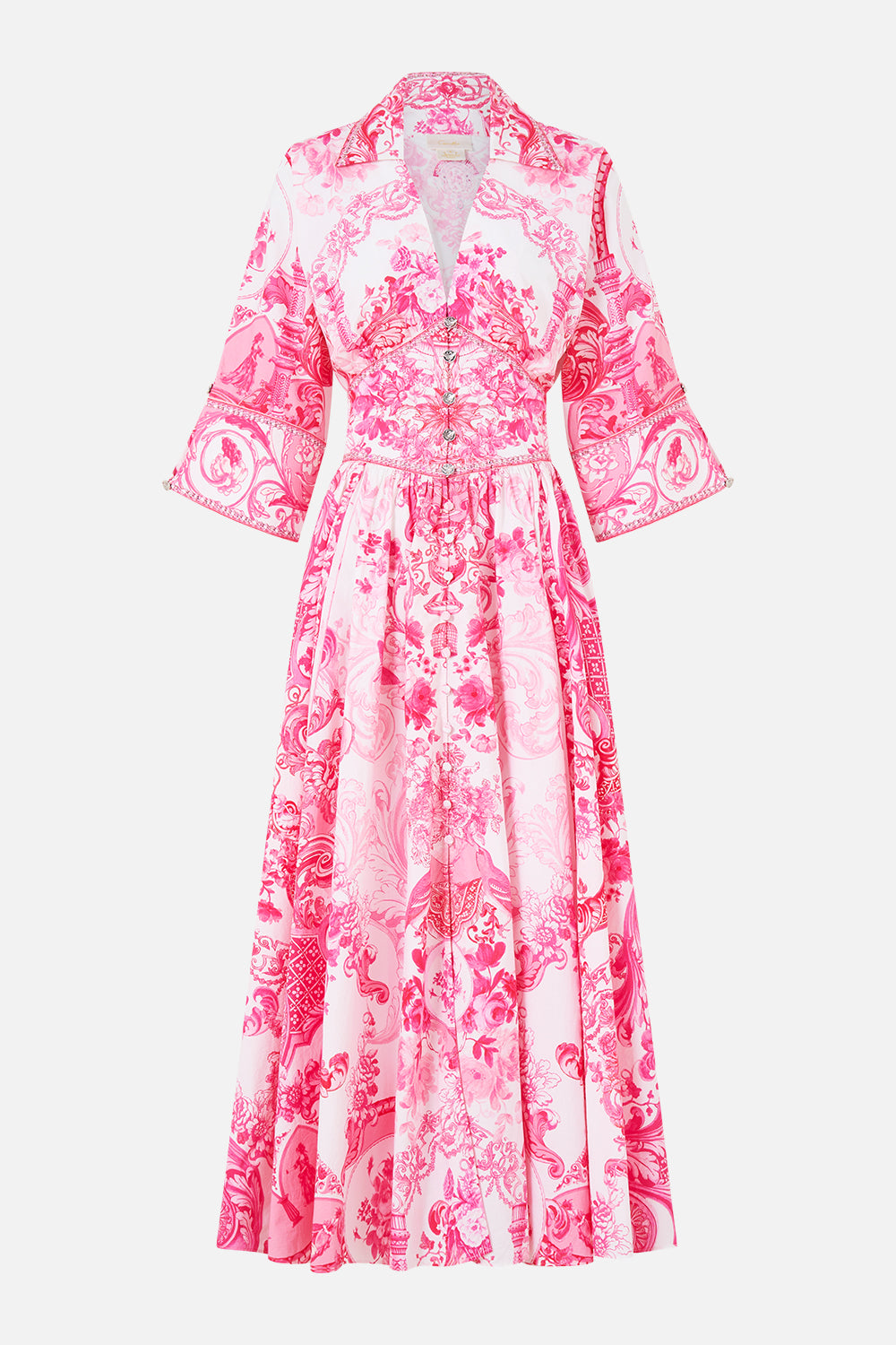 SHAPED WAISTBAND MIDI DRESS LIVIN LA VIDA ROSA