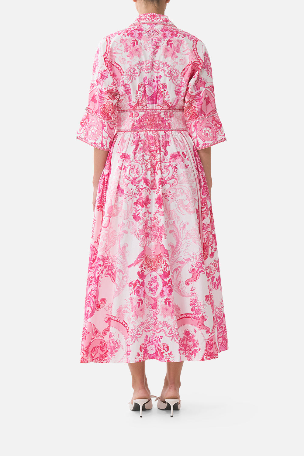 SHAPED WAISTBAND MIDI DRESS LIVIN LA VIDA ROSA
