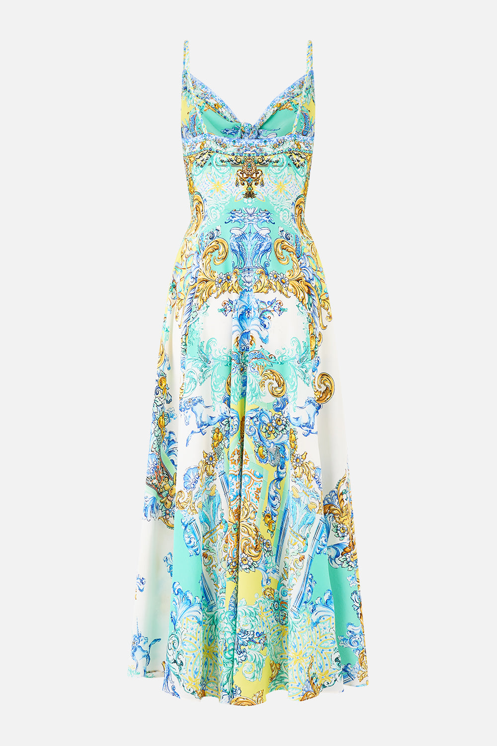 LONG DRESS WITH TIE FRONT DIAL UP THE TILES