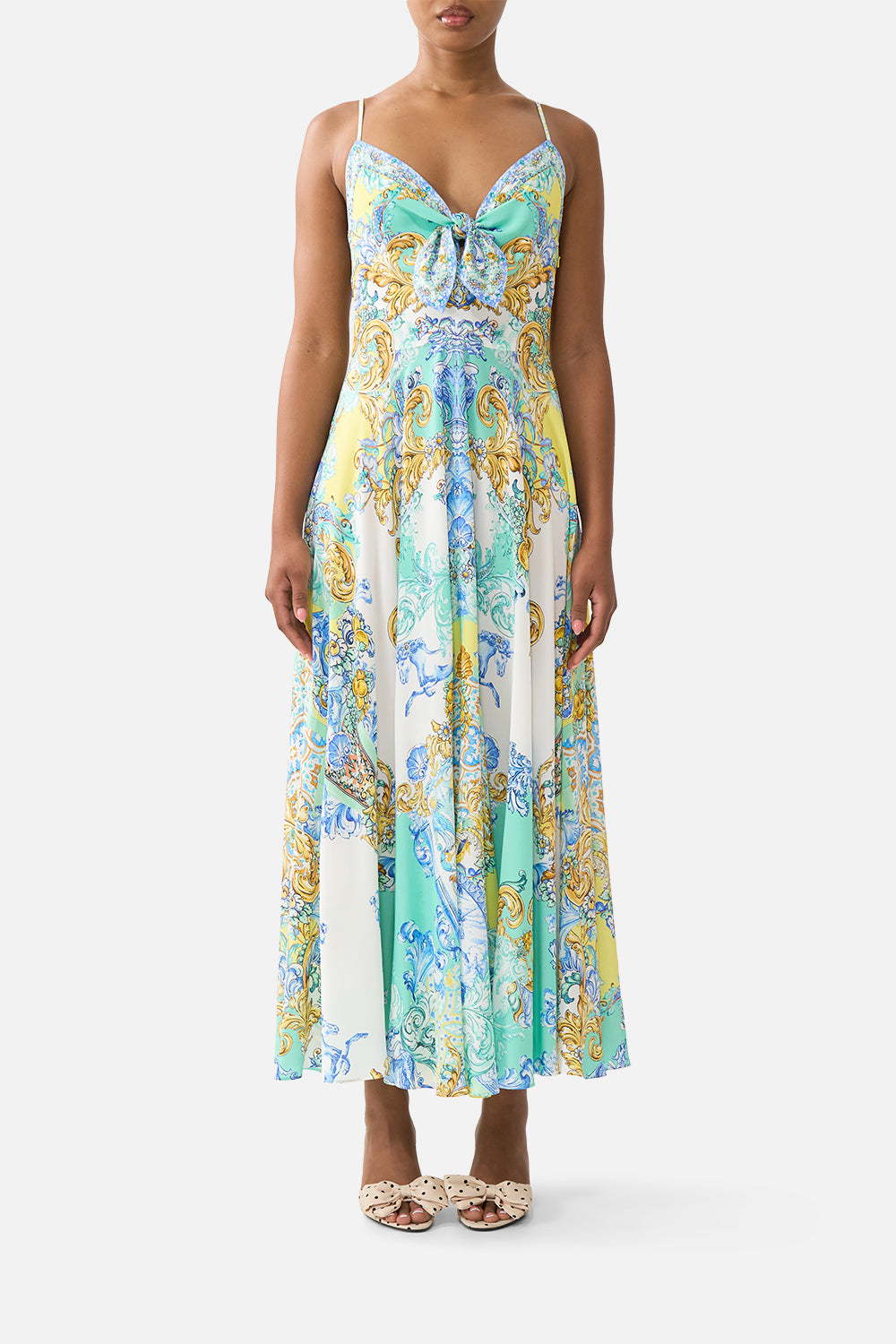 LONG DRESS WITH TIE FRONT DIAL UP THE TILES