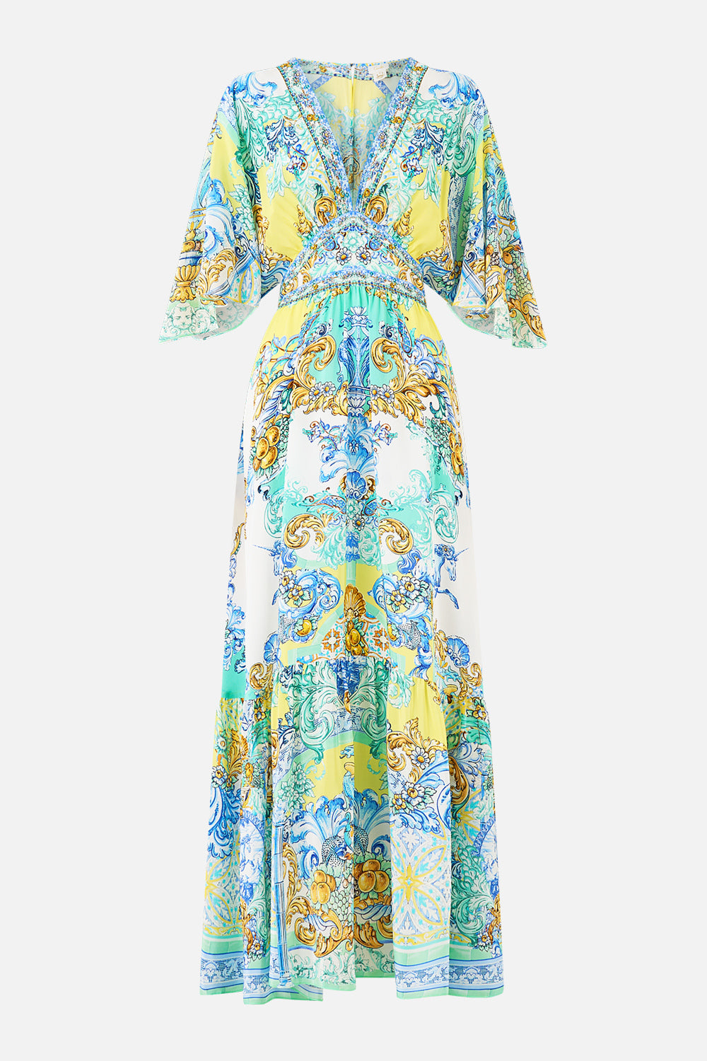 WAISTED DRESS WITH HEM RUFFLE DIAL UP THE TILES