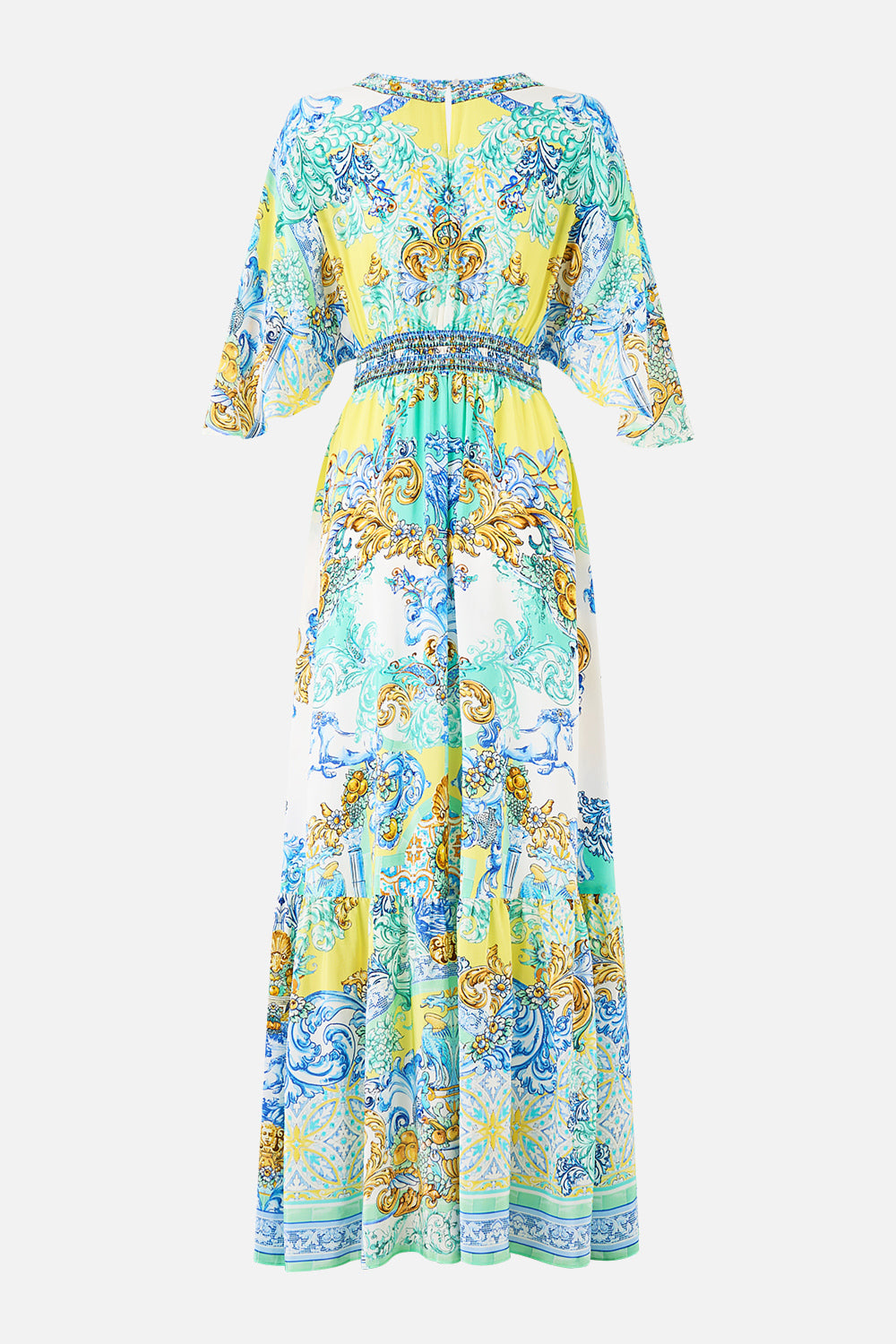 WAISTED DRESS WITH HEM RUFFLE DIAL UP THE TILES