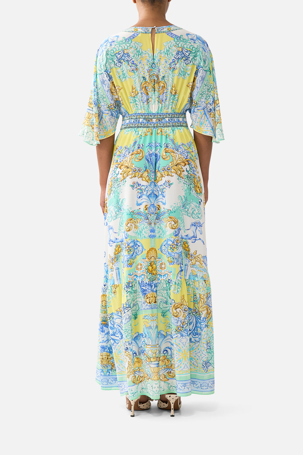 WAISTED DRESS WITH HEM RUFFLE DIAL UP THE TILES