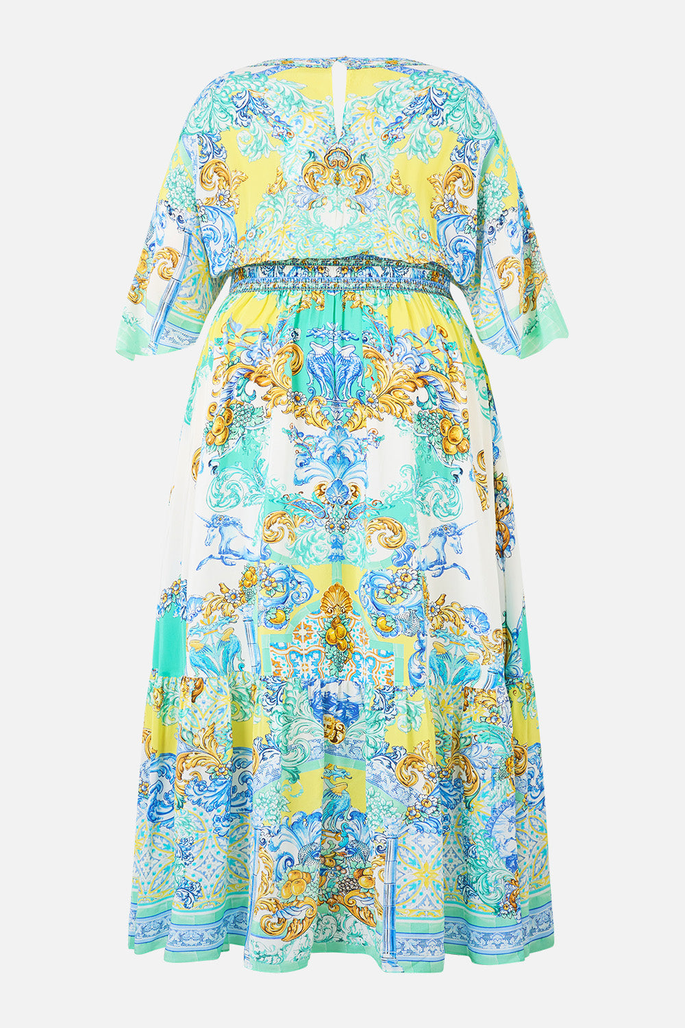 WAISTED DRESS WITH HEM RUFFLE DIAL UP THE TILES