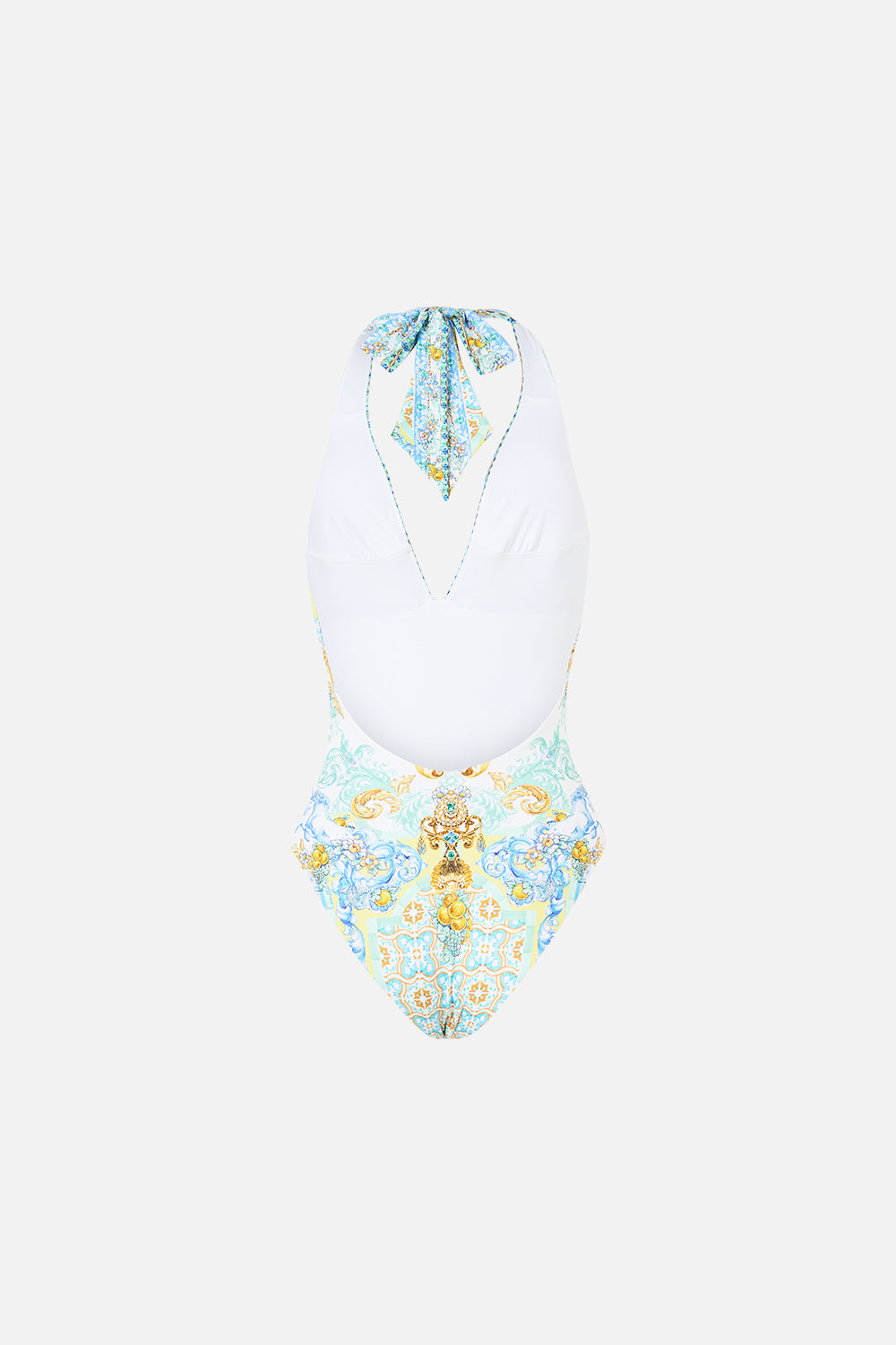 PLUNGE HALTER ONE PIECE WITH BAR FRONT TRIM DIAL UP THE TILES