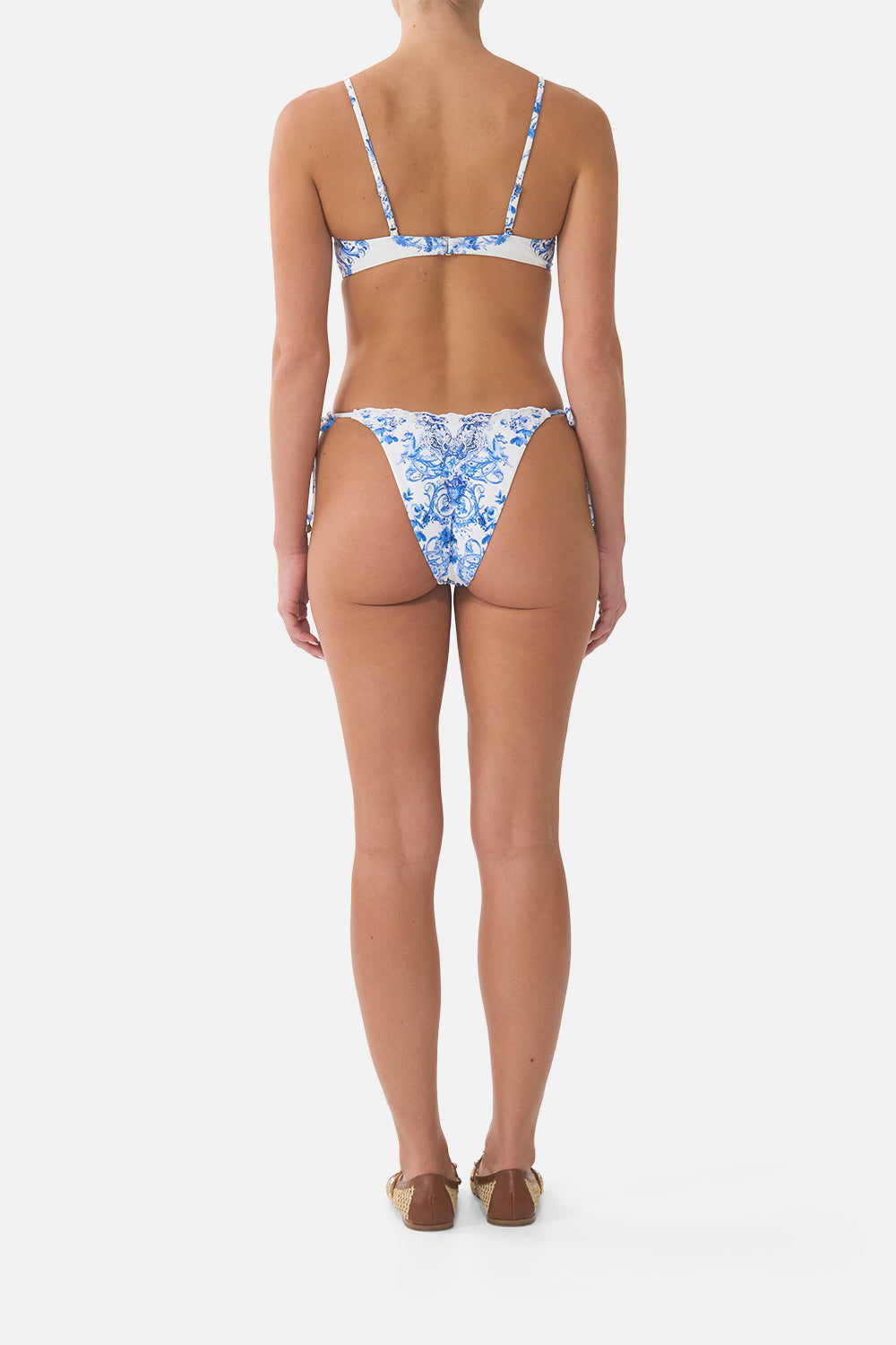DIP WAIST CHEEKY BIKINI BOTTOM WITH TIE SIDES CERAMIC PANORAMIC